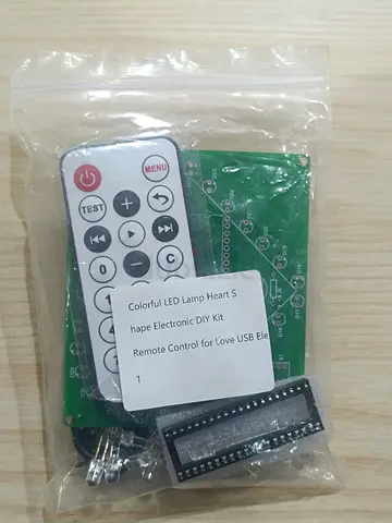 Colorful LED Lamp Heart Shape Electronic DIY Kit Remote Control for Love USB Electronic Production D