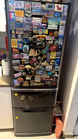 Samsung double-door refrigerator with freezer (used) - black, 3-door style