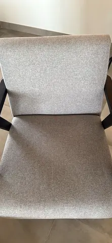Light grey fabric accent/lounger with wooden arms - excellent condition (NEW)