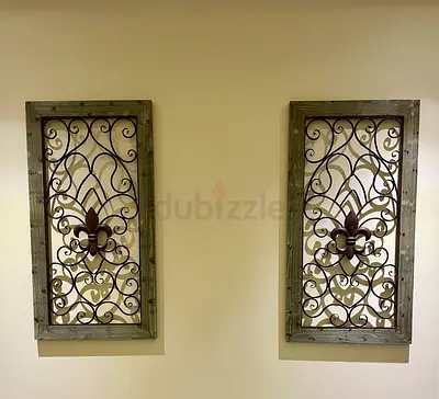 Pair of Decorative Wall Panels with Fleur-de-lis Ironwork