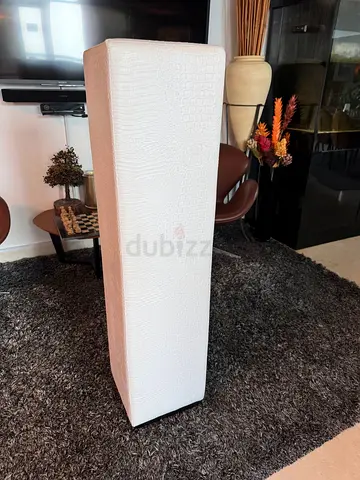 The One Decorative Pedestal, White Faux Crocodile leather, 121cm
