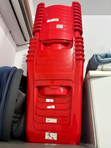 Set of Red Stackable Plastic Chairs