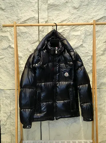 Monceler Black Puffer Hooded Jacket - Warm,