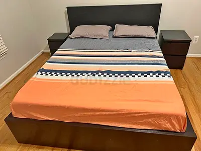 IKEA double-size bed frame with mattress