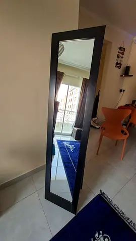 Full-Length Dark Wood Framed Standing Mirror - Slim Design