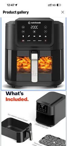 Nutricook Digital Air Fryer - 7L, Touchscreen, Black (Good Condition)