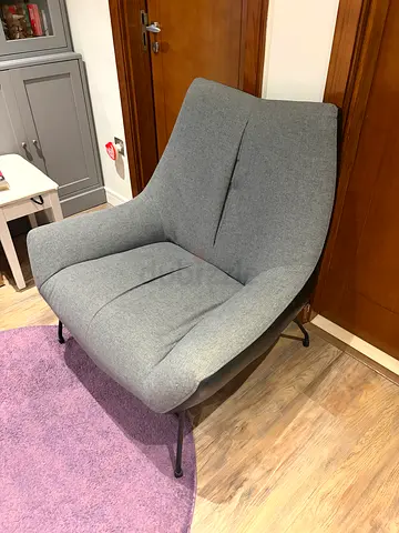 Grey Upholstered Accent Chair with Metal Legs