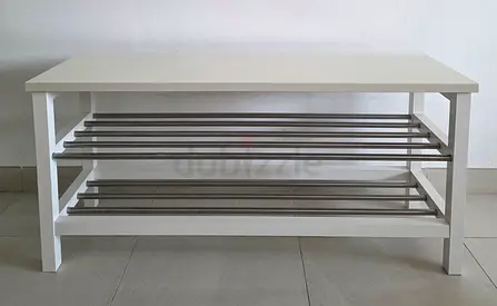 White Shoe Rack Bench with Metal Shelves - perfect Condition