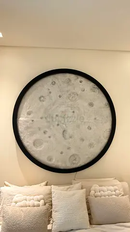 Large Round Moon Wall Art with Black Frame - Excellent piece of art