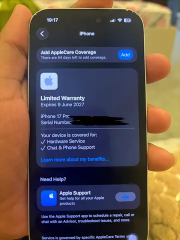 iPhone 17 Pro - Excellent Condition, AppleCare Eligible, cycle count only 8, 8 days used