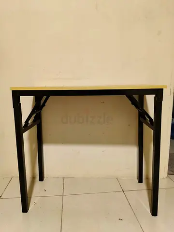 Sturdy Folding Desk with Metal Frame and Light Wood Top