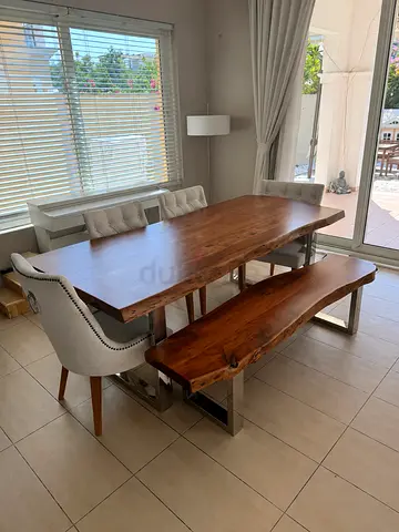 Dining Table with bench, 4 dining chairs and matching Console