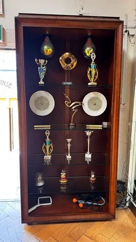 Wooden glass display self