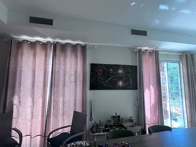 Set of 2 Light Pink/Beige Curtains with each having its own pole