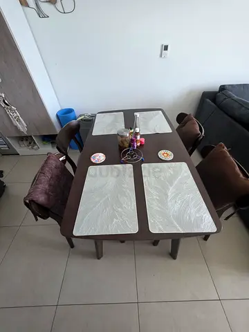 Solid Wood Dining Table with 4 Chairs - Dark Finish