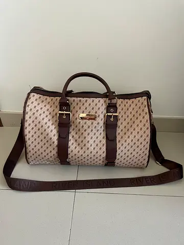 River Island beige travel bag with adjustable strap