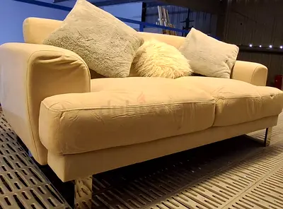 Beige 2-Seater Sofa with Cushions - Good Condition size 90×165 cm