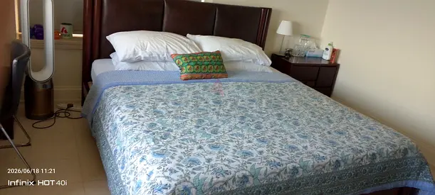 Double kingbed frame with headboard and mattress (used) - good condition for sure buyer negotiate pr
