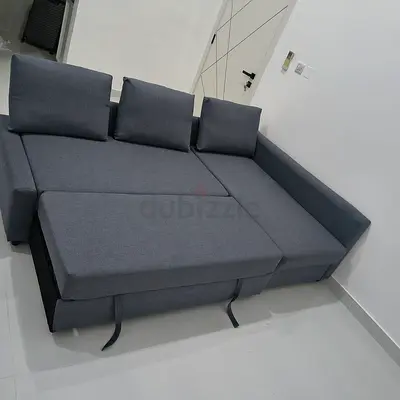 IKEA L Shape Sofa cum bed with big storage and you can fix the storage left or right anyside