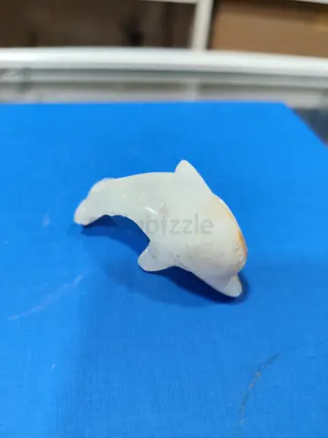Small Hand-Carved White Marble Stone Dolphin Figurine 5cm