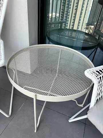 Ikea Round White Metal Outdoor Patio Table - Good Condition