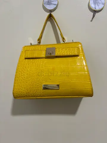 Yellow Crocodile Pattern Handbag