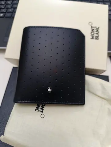 Montblanc Black Perforated Leather Bi-Fold Wallet with Box