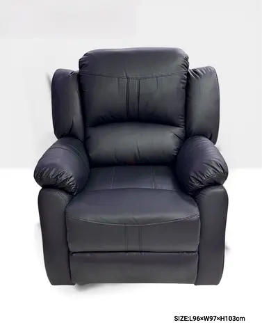 Black Leather Recliner Armchair - Comfortable Single Seater