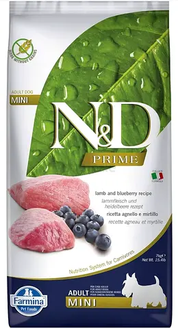ND Prime Adult Mini Lamb  Blueberry Dry Dog Food - 7kg (sealed bag)