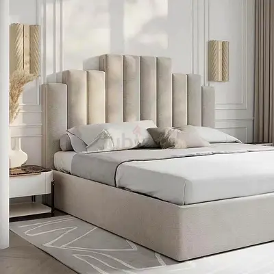 Modern Upholstered Bed with Paneled Headboard