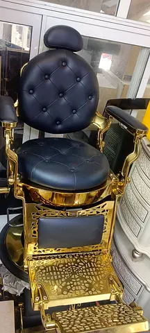 Used Luxury Gold  Black Barber/Salon Chair with Footrest