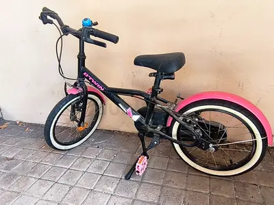 Kids 16-inch Btwin Foldable Bike - Black  Pink, Normal Condition