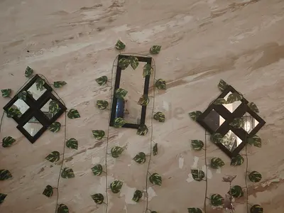 Set of 3 Decorative Wall Mirrors with Faux Vine Accents