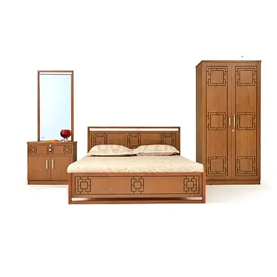 Brown mdf wood bedroom set