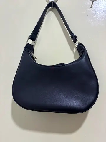 Classic Black Faux Leather Shoulder Bag