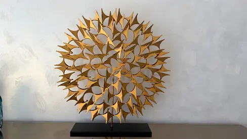 Gold Leaf Sunburst Decorative Sculpture on Stand original price 3650 dirhams in Bloomingdale’s