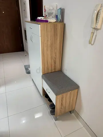 Modern Wooden Entryway Shoe Cabinet with Padded Seating
