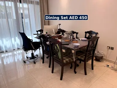 Wooden 6-Seater Dining Table with Chairs - Good Condition