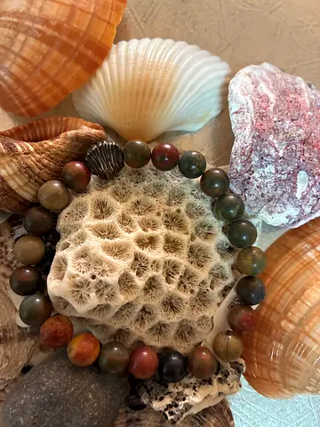 Handmade Natural Stone Beaded Bracelet — Unisex, Elastic Strand