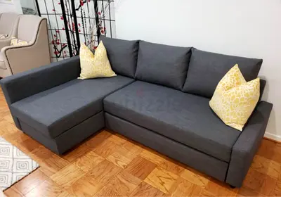 Gray L-shaped  Sofa bed— Good Condition