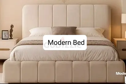 ✅ Modern Designer Bed – Queen Size Including Spring Mattress