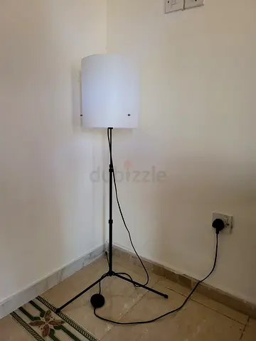 Floor Lamp Black Tripod with White Drum Shade -IKEA-Folding expandable