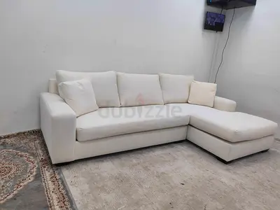 Expensive quality pottery barn off white color lshape sofa