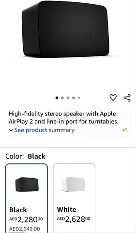 Sonos Five - The High-Fidelity Speaker for Superior Sound - Black