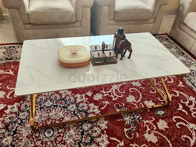 URGENT LEAVINF UAE; Marble-Top Coffee Table with Gold Base