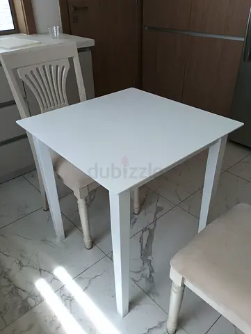 White wood table  4. chair
