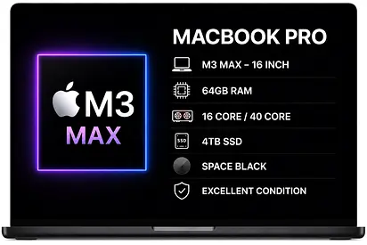 MacBook Pro M3 Max | 64GB RAM | 4TB SSD | 16”  Space Black