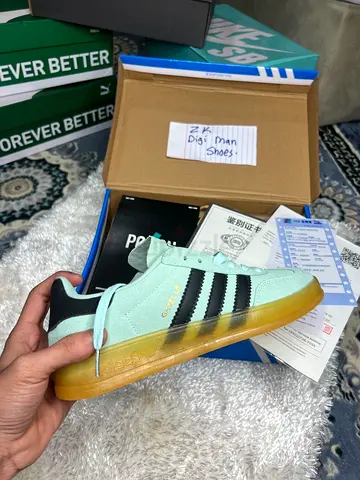 Mint Green Adidas Gazelle-style Sneakers with Gum Sole - Size 39