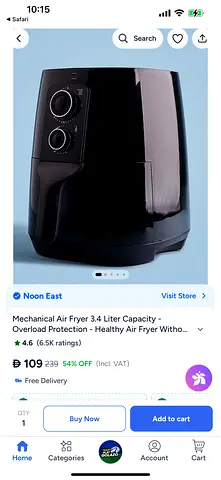 Mechanical Air Fryer 3.4L – Black, Good Working Condition