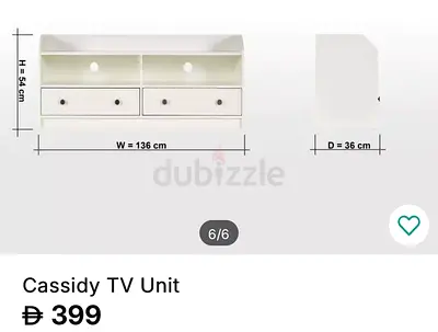 White Cassidy TV Unit with Storage Drawers